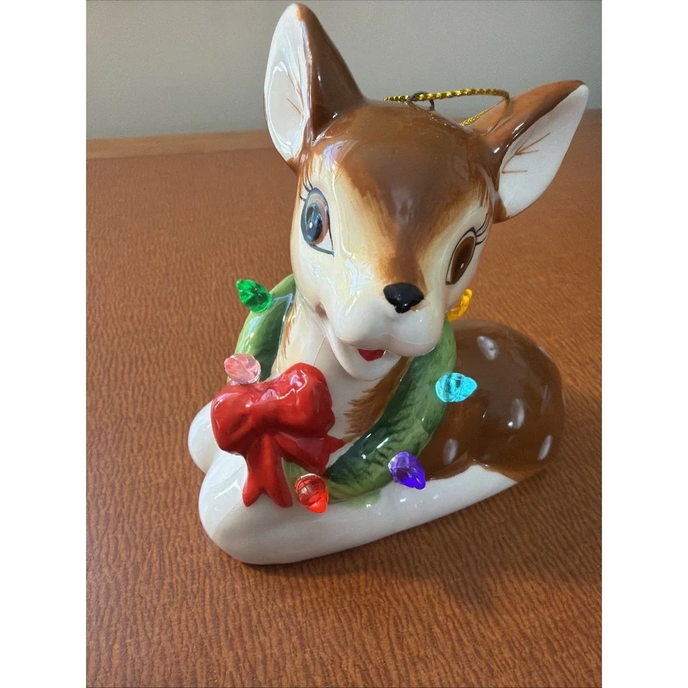 Mr. Christmas Ceramic Light Up Reindeer Ornament Holiday Deer Figurine TESTED